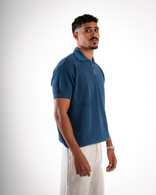 Indigo Polo Knitted Shirt