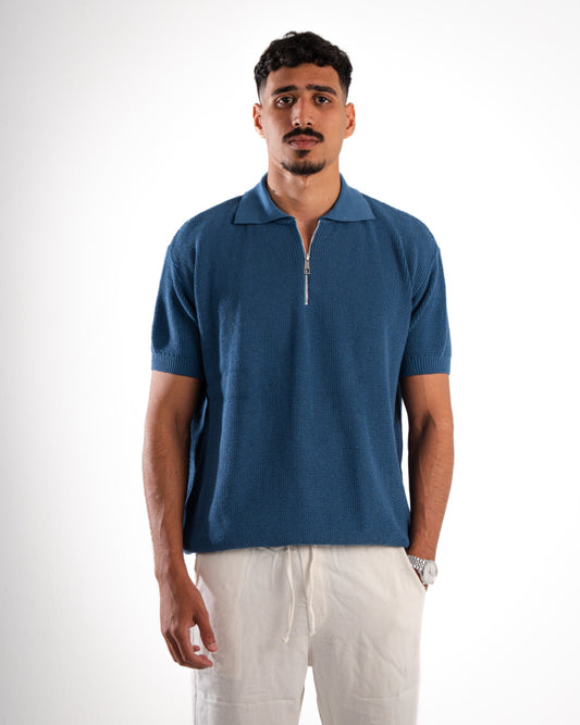 Indigo Polo Knitted Shirt