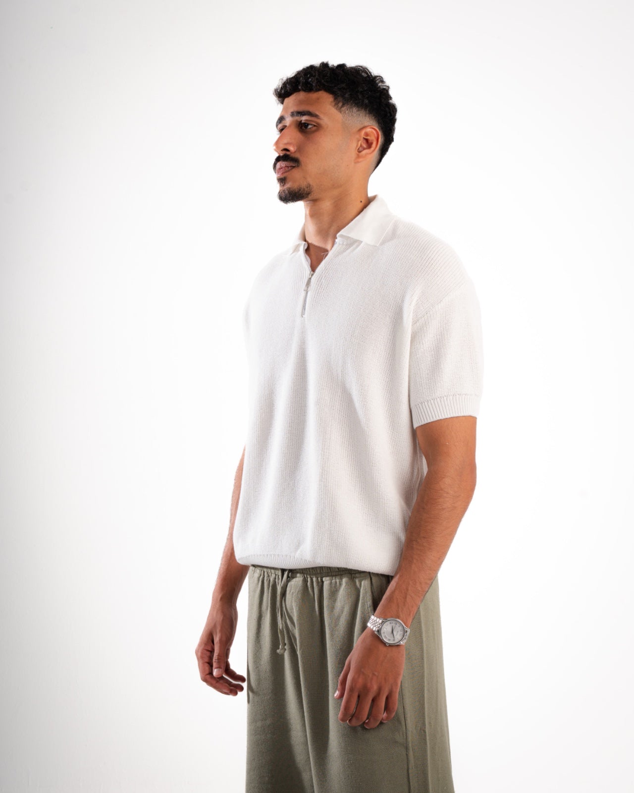 White Polo Knitted Shirt
