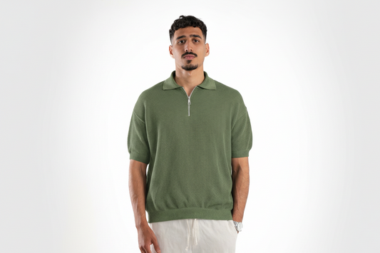 Olive Polo Knitted Shirt